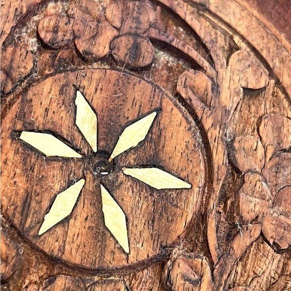 Vintage Set of 4 Wood Carved Coasters Trivets MCM Mid Century Modern Boho - Picture 4 of 8